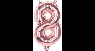 Boland - Folieballon '8' roségoud (36 cm) 8 - Rose Goud - Cijfer ballon
