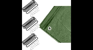 FX Tools - Afdekzeil groen 3 x 4 meter met 15x spanrubbers en S-haken