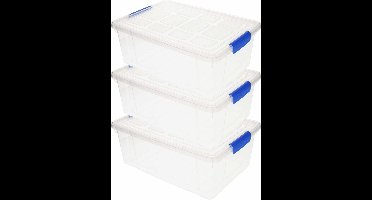 6x Opslagbakken/organizers met deksel 9 liter 37 cm transparant - Opbergbakken - Organizers/opbergbakken - Woonkamer/badkamer spullen opruimen