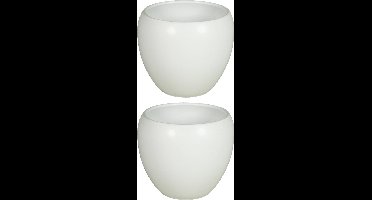 Floran Bloempot Rian - 2x - mat wit - keramiek - 31 x 27 cm - plantenpotten binnen