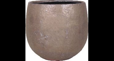 Bloempot/plantenpot schaal van keramiek in een glanzend brons kleur met diameter 18 cm en hoogte 21 cm - Binnen gebruik