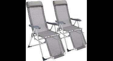 Casaria Aluminium Tuinstoel - 2 Stuks Verstelbaar - Grijs