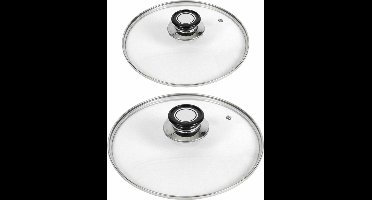 Gerimport universele glazen pannendeksels - 2x stuks - voor pannen met Dia 20 en 24 cm