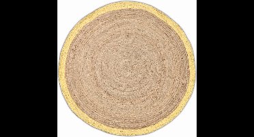 Vloerkleed Rond 150cm Jute - Naturel/Geel - Kleed Jaipur Klassiek - Giga Living