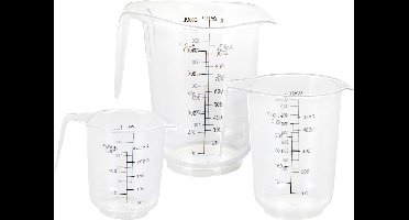Cuisine Elegance - Set 3x maatbekers transparant 250/500/1000 ml
