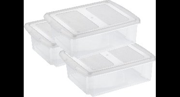 Sunware set van 3x opslagboxen 17 liter transparant 45 x 36 x 14 cm met afsluitbare deksel