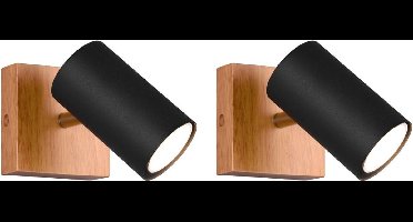 Marley 1-Spot Mat zwart Houtkleurige basis - 2 stuks