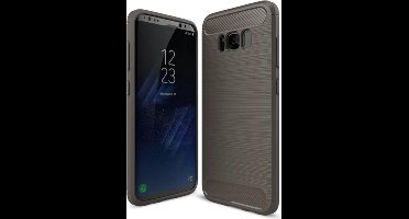 Hoesje geschikt voor Samsung Galaxy S8+ / S8 Plus - Rugged Armor / Geborsteld TPU Grey Premium Case (Grijs Silicone Hoesje / Cover)