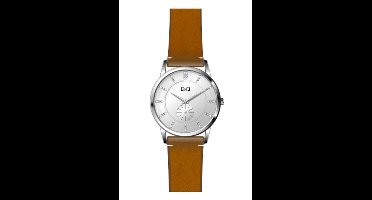 Mooi plat Q&Q horloge met Bruine band QA60J807