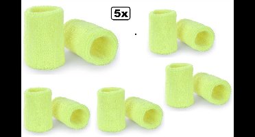 5x Paar polsbandjes neon geel