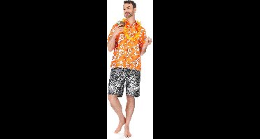 "Hawaïaanse oranje blouse voor mannen - Verkleedkleding - M/L"