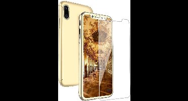 360 Graden Mat Hoesje Goud geschikt voor Apple iPhone Xs / X + Screenprotector Gehard Glas - Full Coverage van iCall