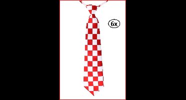 Stropdas rood/wit geblokt
