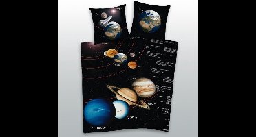 Earth Planet dekbedovertrek - Zwart - 1-persoons (140x200 cm + 1 sloop)