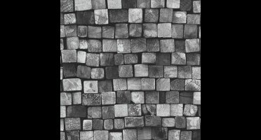 Dutch Wallcoverings Vliesbehang houtblokken - zwart/wit