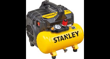 Stanley Silent Compressor DST 100/8/6 - Luchtcompressor 8Bar - Luchtpomp met Tankcapaciteit 6L - Zuigcompressor Olievrij 105L/Min - Met Handvat en Anti-Slip Voeten - Geschikt voor Luchtgereedschap
