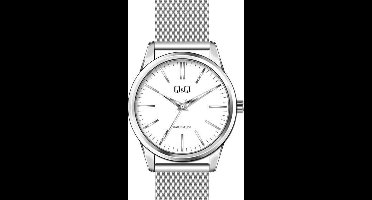 Q&Q heren horloge QB02J800Y- Zilverkleurig metalen band en horlogekast