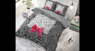 Sleeptime Strictly Love - Dekbedovertrekset - Lits-Jumeaux - 240x200/220 + 2 kussenslopen 60x70 - Antraciet