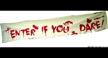 Halloween Decoratie Banner - Bloederig - Tekst Enter If You Dare - Per Stuk