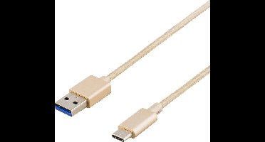 DELTACO USBC-1256 USB-A naar USB-C kabel - USB 3.1 Gen 1 - 1 meter - Goud