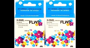 FLWR Multipack inktcartridges voor HP 304XL - Premium Huismerk HP 304 inkt - 2x HP 304 cartridges (hoge capaciteit) o.a. geschikt voor HP DeskJet 3730, HP DeskJet 3750, HP ENVY 6132e, HP DeskJet 3760, HP ENVY 6122e
