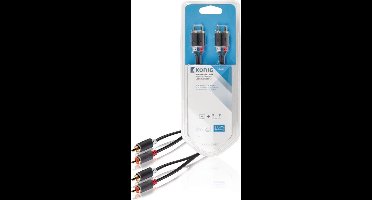 Stereo audio cable 2x RCA male - 2x male 3.00 m grey