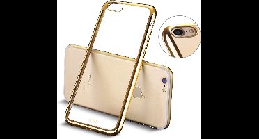 Hoesje Transparant geschikt voor Apple iPhone 8 - Goud Siliconen TPU Hoesje Case