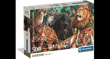 Clementoni - Puzzel - 500 Stukjes - Wilde Katten - Puzzel Voor Volwassenen - High Quality Collection