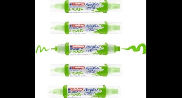 edding 5400 acrylic 3D double liner geelgroen – 5 acryltubes – dubbele punt 2-3 mm & 5-10 mm – hoogwaardige waterbasis acrylverf voor canvas, hout & papier