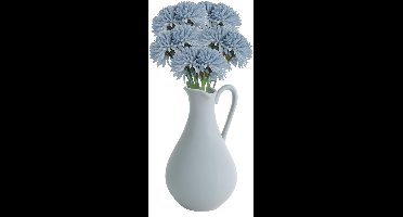 Chaks Kunstbloemen boeket dahlia - 5x - licht blauw - 26 cm - bloemstuk - onderhoudsvrij