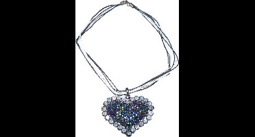 Ketting met hartjes hanger strass stenen diverse kleuren