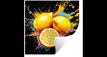 Muurstickers - Sticker Folie - Citroen - Graffiti - Kleurrijk - Verf - Modern - 30x30 cm - Plakfolie - Muurstickers Kinderkamer - Zelfklevend Behang - Zelfklevend behangpapier - Stickerfolie
