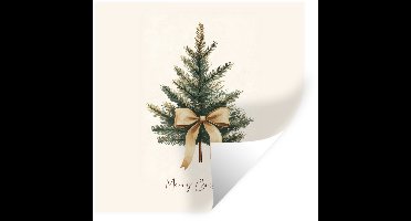 Muurstickers - Sticker Folie - Kerstboom - Kerst - Merry Christmas - Beige - 30x30 cm - Plakfolie - Muurstickers Kinderkamer - Zelfklevend Behang - Zelfklevend behangpapier - Stickerfolie