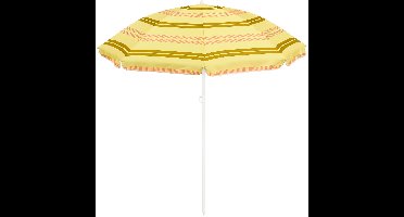 Mica Decorations Gestreepte Parasol Ø160 cm – Lichtbruin – 180 cm Hoog