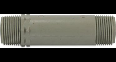 Pijpnippel PVC 3/4" buitendraad 10bar grijs 250 mm