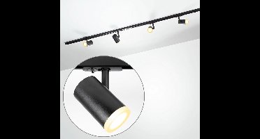 Modern 1-fase railsysteem van 1,5 meter met June spots - zwarte plafondlamp
