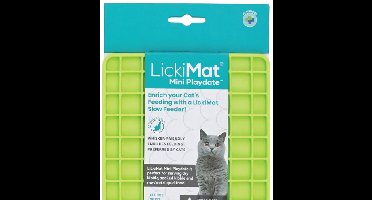 LickiMat - Mini Playdate - Groen - likmat - anti schrokbak kat - slowfeeder kat - kattenspeeltjes - kattenmand - kattenbak - krabpaal - krabpaal voor katten - kattenspeelgoed