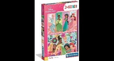 Clementoni - Puzzel - 2x60 Stukjes - Disney Princess - Vrolijke Kleuren - Vanaf 4 Jaar