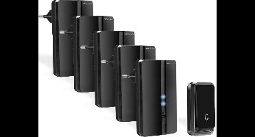 Bell4U Draadloze Deurbel - Deurbelset - Bereik 200 meter - 5 Ontvangers - Duurzame zender zonder batterijen - Waterdicht - 51 Melodieën – 4 Volumestanden - Gemonteerd in enkele minuten