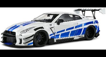 Nissan GT-R (R35) W/ Liberty Walk Body Kit 2.0 '24, zilver Solido schaal 1:18