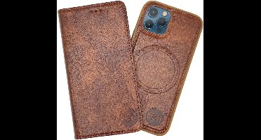 HEM Chique Hoesje Geschikt Voor Apple iPhone 13 Pro Max – Bruin Luxe Wallet Case – Met Pasjeshouder, Fotovakje & Magneetring – Magsafe Compatibel – Uitneembare Binnenkant