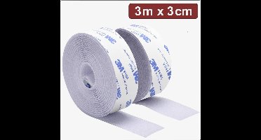 Quadrios 24CA324 Klittenband Om vast te plakken Haak- en lusdeel (l x b) 3 m x 3 cm Wit 3 m