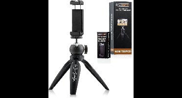 MOJOGEAR Mini-statief Vlog KIT: Mini Tripod & telefoonhouder - voor Smartphone en Camera - Maximale werkhoogte 20cm - Telefoon statief geschikt voor o.a. streaming, webcam, macro-fotografie - Zwart