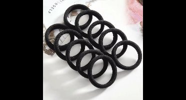 Haar elastiek - Zwart - 10 stuks - 3,5 cm - dun - fijne elastiekjes - bandjes