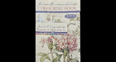 Kleurboek Janneke Brinkman bloemen 12 kleurplaten met 18 aquarel kleurpotloden voor volwassenen paars