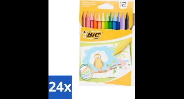 BIC - Waskrijt - Diverse Kleuren - 12 Krijtjes - Voordeelverpakking - 24 stuks