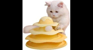 S&E Interactieve IJsco-Vormige Kattenspeeltoren – 3-Lagen Speelbaan met Ballen - Geel