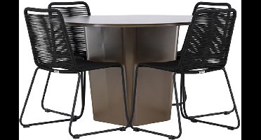 SantaFeLindos tuinmeubelset 1 eettafel, 4 stoelen bruin.