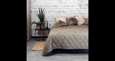 JENNY - Bedsprei - Ruitmotief - Heerlijk zacht - Taupe - 220x220