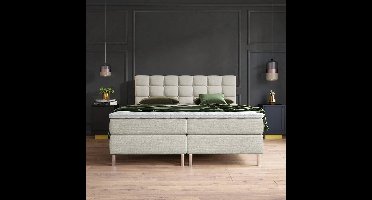 Beddenscout24 Boxspringbed - Helmond - Beige - 140x200 cm Inclusief cm matras en topper